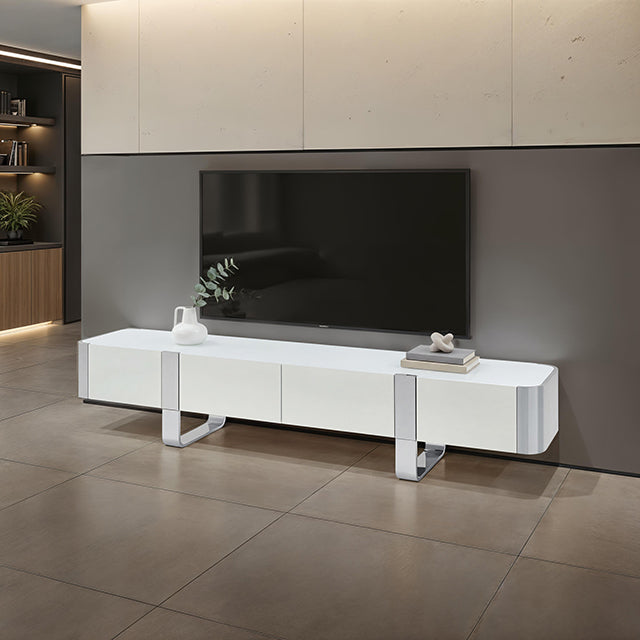 Larvik - TV Stand White w/ Silver Frame
