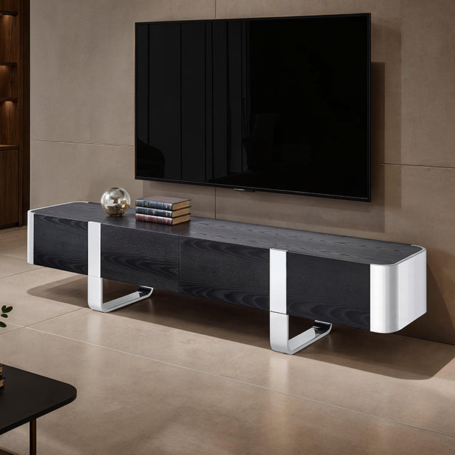 Leknes - TV Stand Black w/ Silver Frame