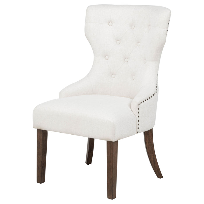 Baney Fabric Upholstered Dining Side Chair Cream and Dark Oak