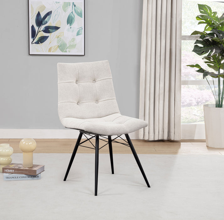 Aiken Fabric Upholstered Dining Side Chair Saddle Stone White (Set of 4)