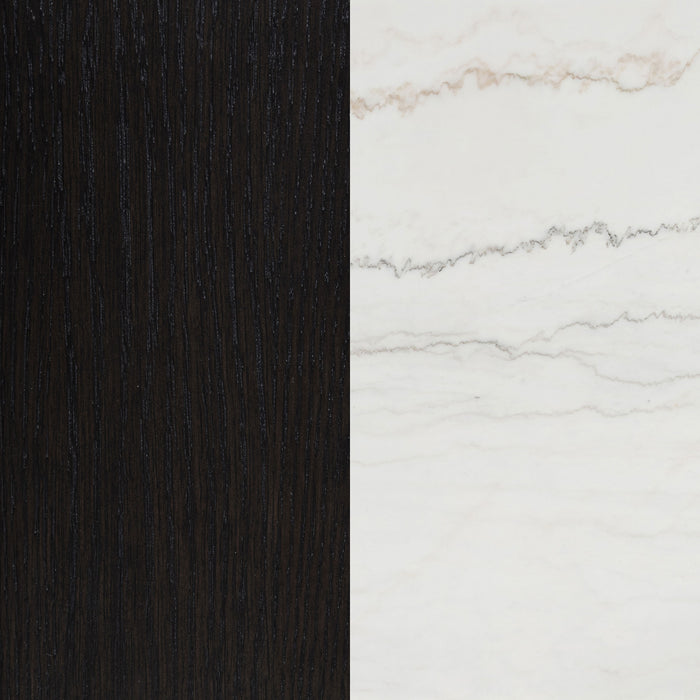 Averill 72-inch Rectangular White Marble Top Dining Table Coffee Bean