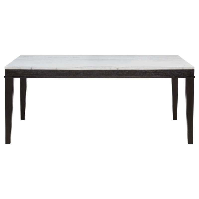 Averill 7-piece White Marble Top Dining Set Dark Grey and Coffee Bean