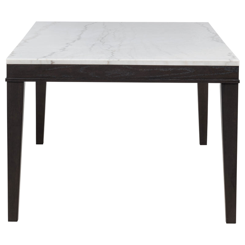 Averill 7-piece White Marble Top Dining Set Dark Grey and Coffee Bean