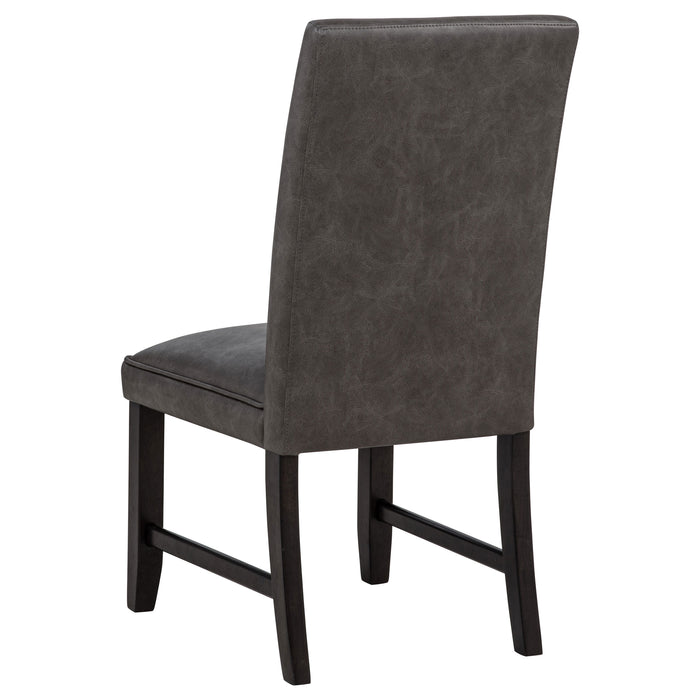 Averill 7-piece White Marble Top Dining Set Dark Grey and Coffee Bean