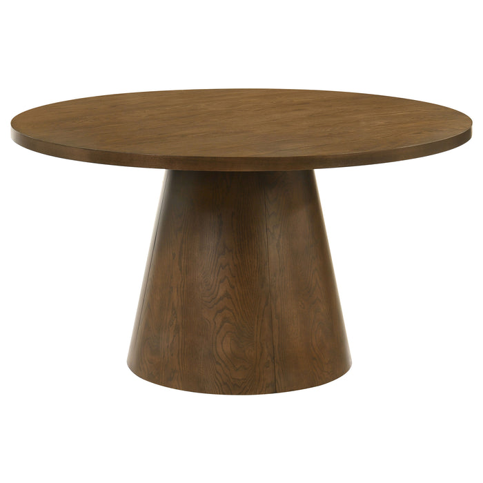 Franklin 54-inch Round Wood Pedestal Base Dining Table Dark Brown