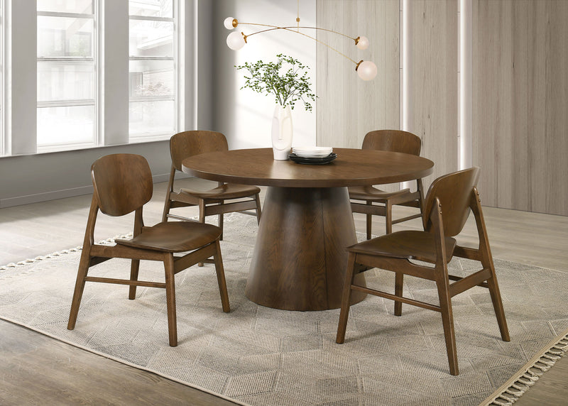 Benford Dining Side Chair Wood Seat Dark Brown (Set of 2)