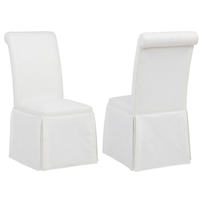 Shawna Upholstered Skirted Side Chair White (Set of 2)