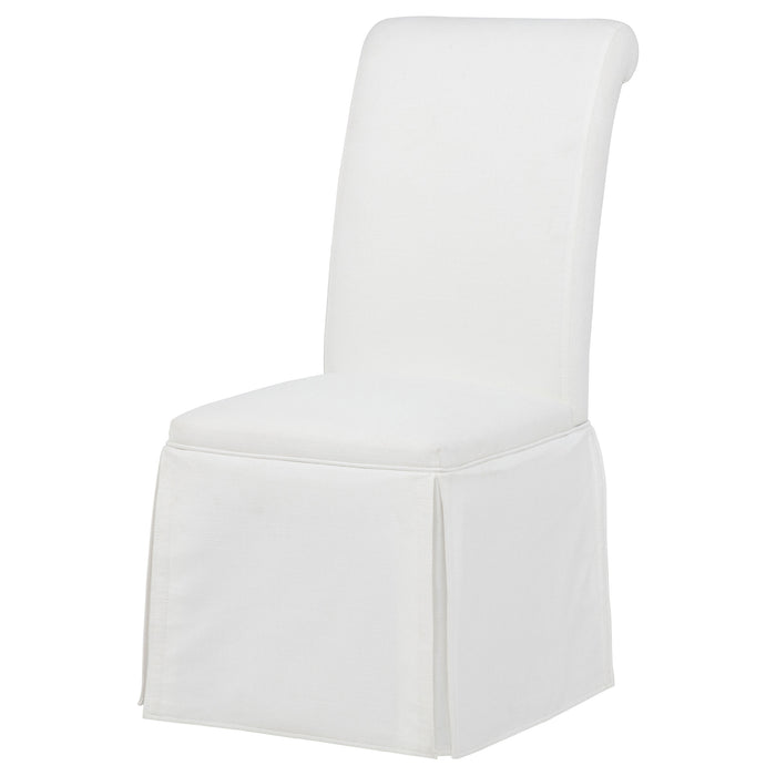 Shawna Upholstered Skirted Side Chair White (Set of 2)