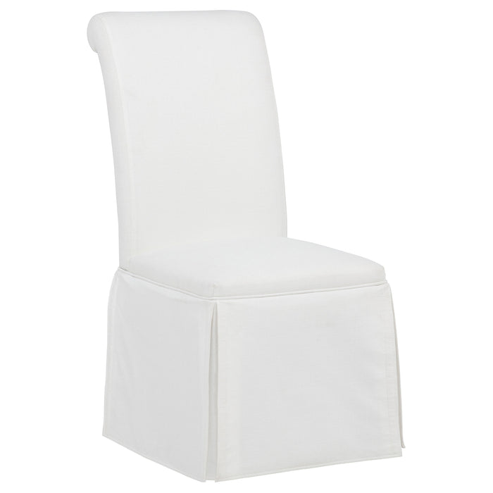 Shawna Upholstered Skirted Side Chair White (Set of 2)