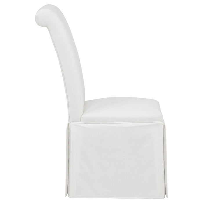 Shawna Upholstered Skirted Side Chair White (Set of 2)