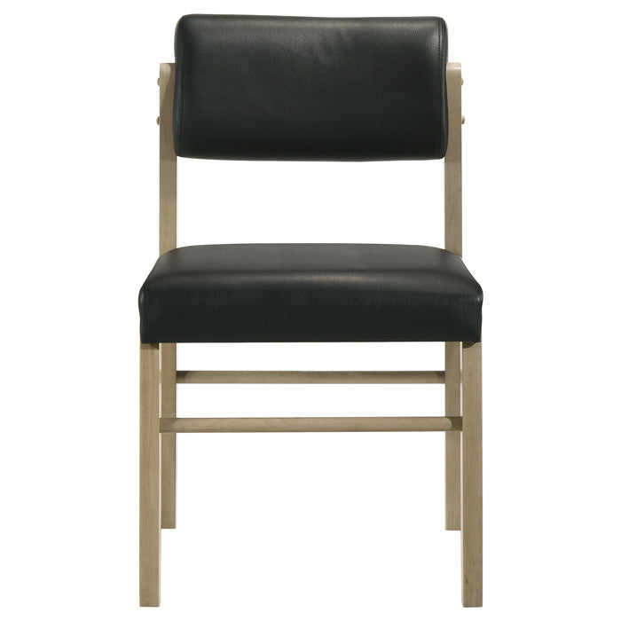 Kehoe Upholstered Dining Side Chair Black and Natural Oak (Set of 2)