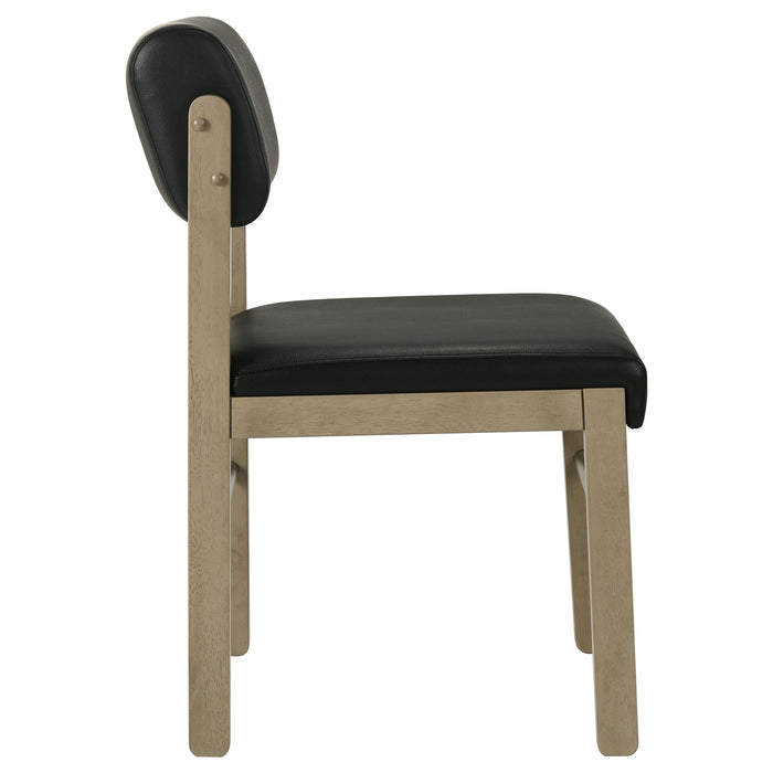 Kehoe Upholstered Dining Side Chair Black and Natural Oak (Set of 2)