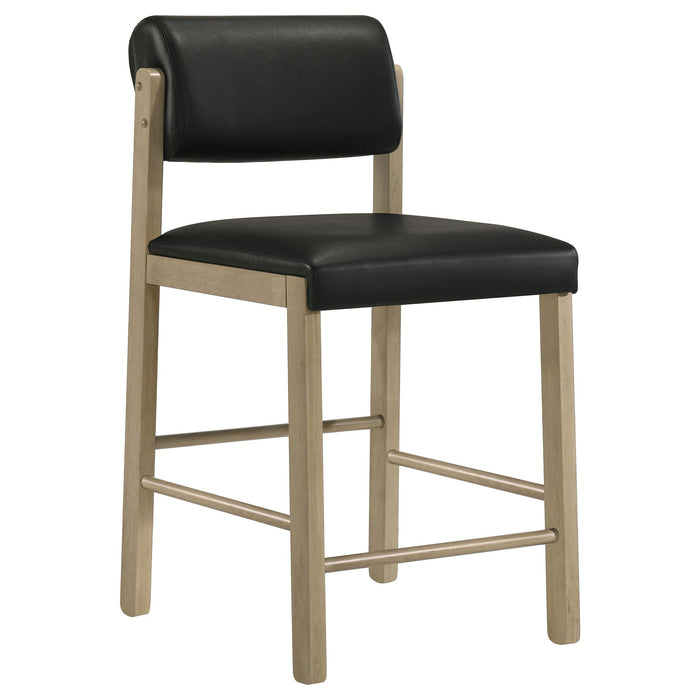 Kehoe Upholstered Counter Height Chair Black and Natural Oak (Set of 2)