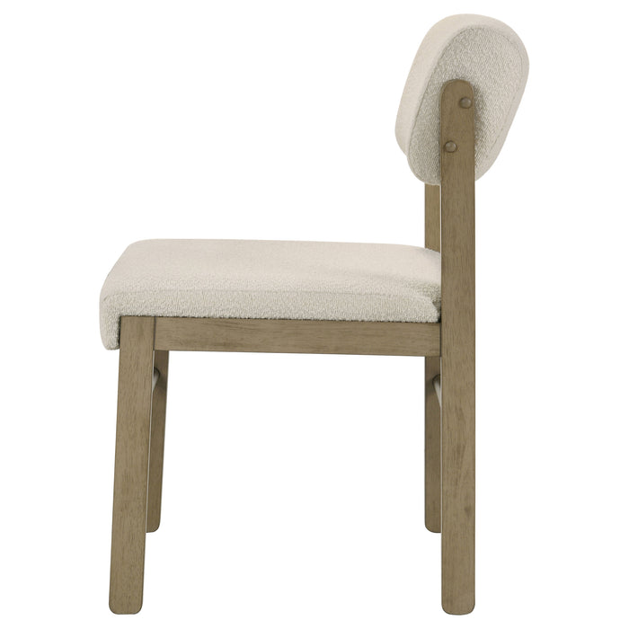 Kehoe Upholstered Dining Side Chair Cream and Natural Oak (Set of 2)