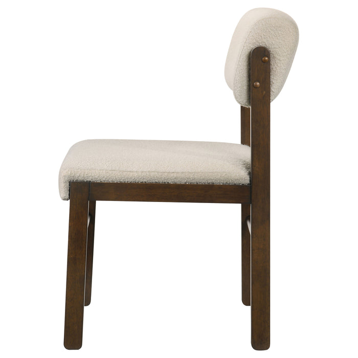 Kehoe Upholstered Dining Side Chair Cream and Walnut (Set of 2)