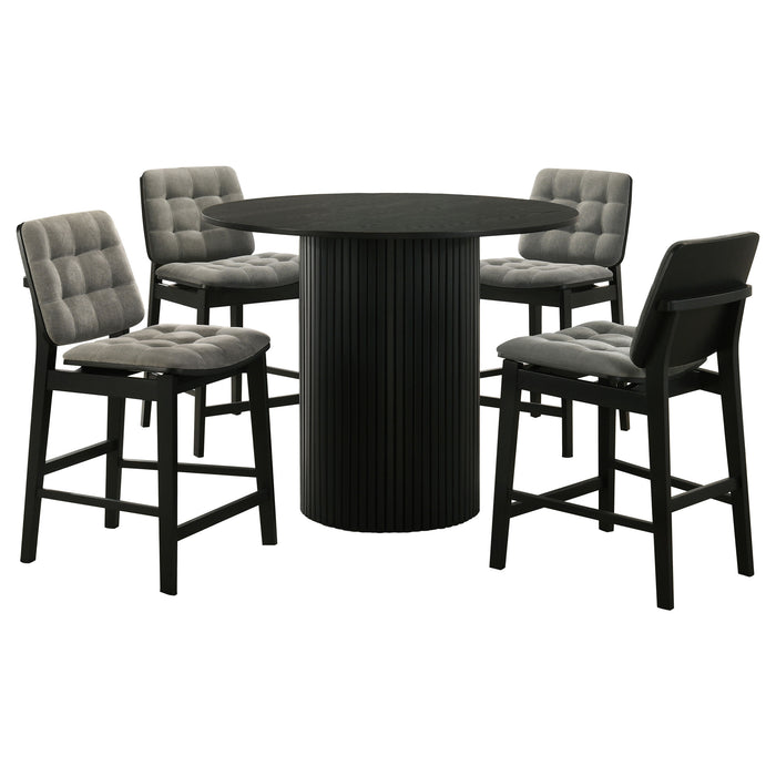 Hamlyn 5-piece Round Wood Counter Height Dining Set Grey and Black