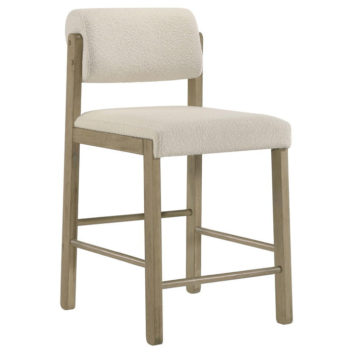 Kehoe Upholstered Counter Height Chair Cream and Natural Oak (Set of 2)