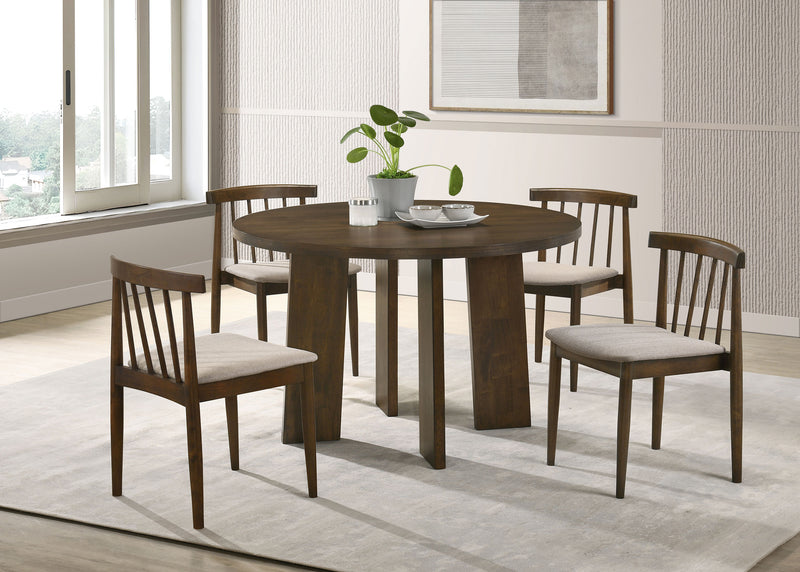 Strouse 47-inch Round Wood Dining Room Table Walnut