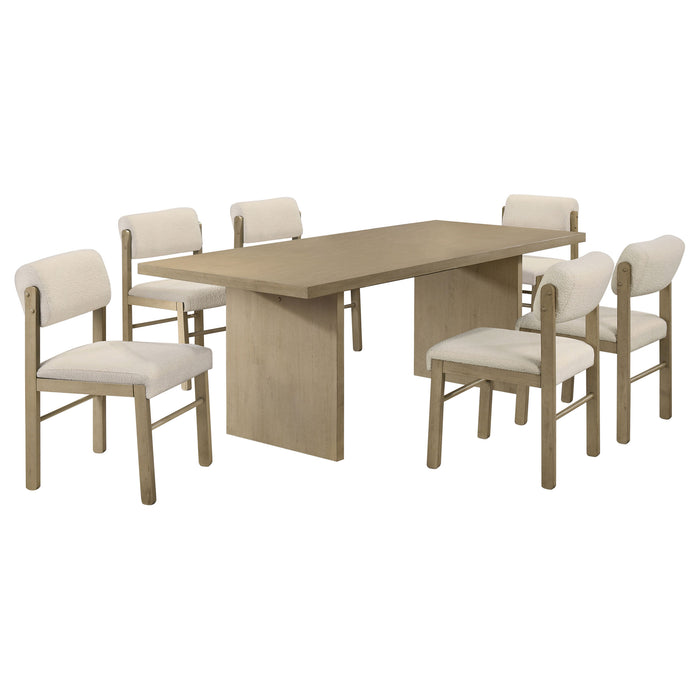 Decker 7-piece 82-inch Rectangular Dining Set Cream and Natural Oak