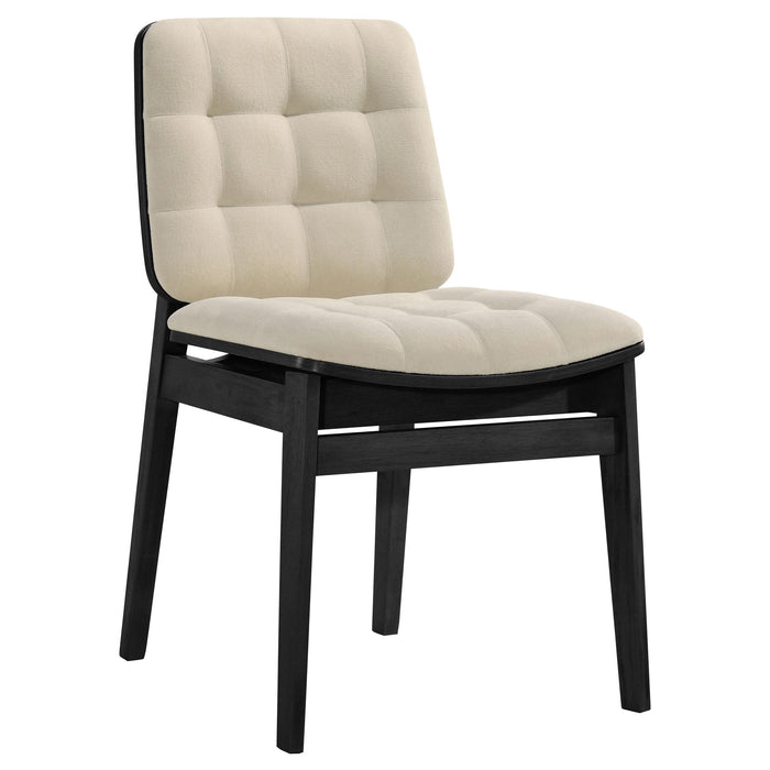 Redbridge Velvet Upholstered Side Chair Cream and Black (Set of 2)