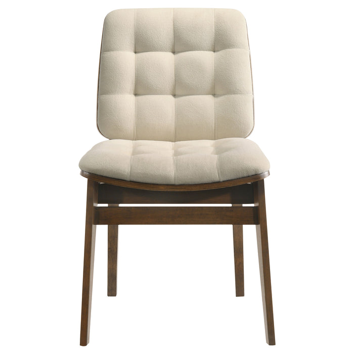 Redbridge Velvet Upholstered Side Chair Cream and Walnut (Set of 2)