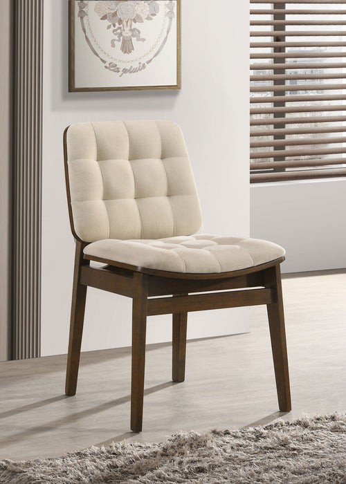 Redbridge Velvet Upholstered Side Chair Cream and Walnut (Set of 2)