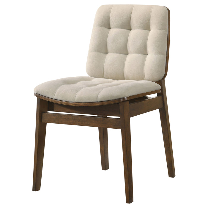 Redbridge Velvet Upholstered Side Chair Cream and Walnut (Set of 2)