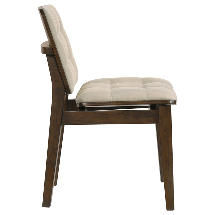 Redbridge Velvet Upholstered Side Chair Cream and Walnut (Set of 2)