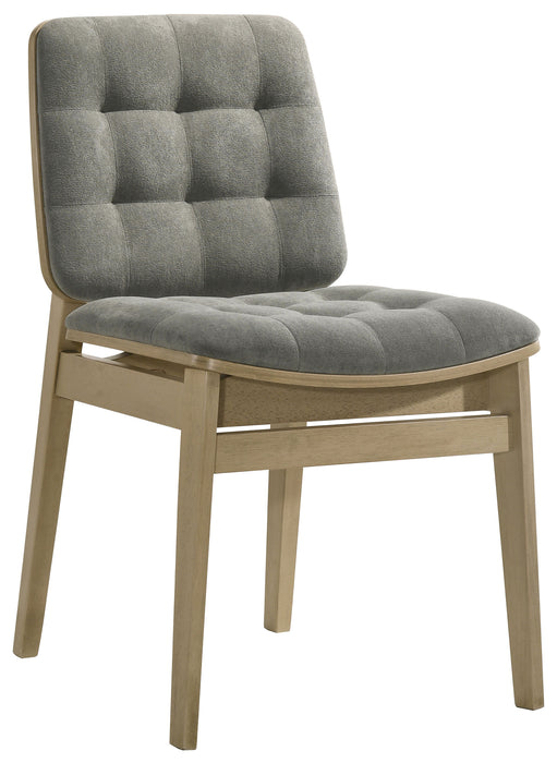 Redbridge Velvet Upholstered Side Chair Grey and Natural Oak (Set of 2)