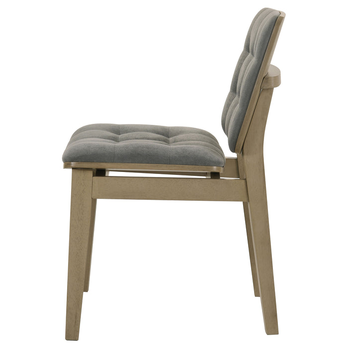 Redbridge Velvet Upholstered Side Chair Grey and Natural Oak (Set of 2)