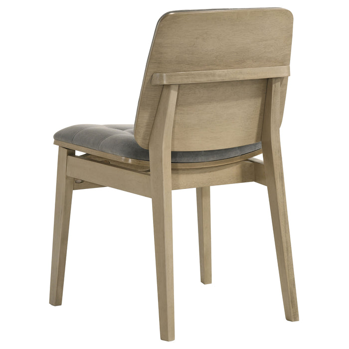 Redbridge Velvet Upholstered Side Chair Grey and Natural Oak (Set of 2)