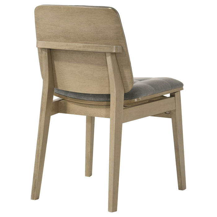 Redbridge Velvet Upholstered Side Chair Grey and Natural Oak (Set of 2)