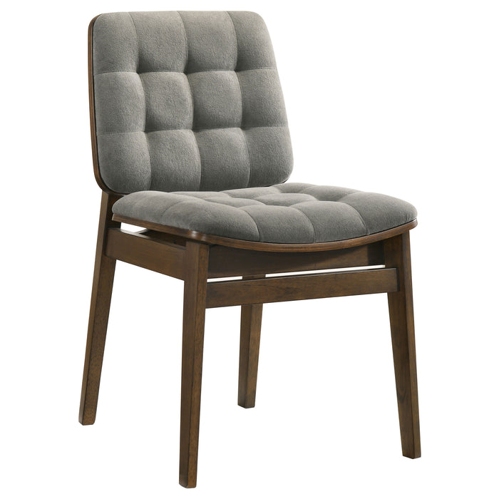 Redbridge Velvet Upholstered Side Chair Grey and Walnut (Set of 2)