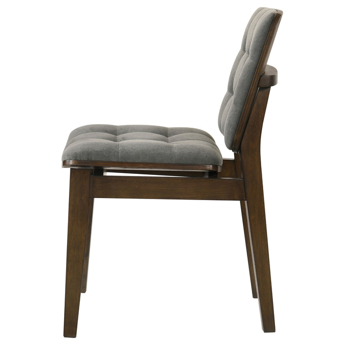Redbridge Velvet Upholstered Side Chair Grey and Walnut (Set of 2)
