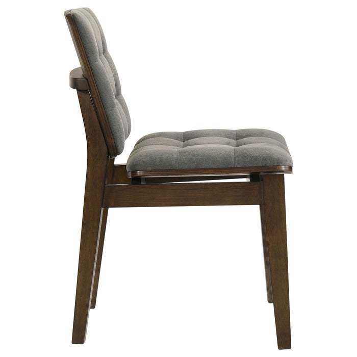 Redbridge Velvet Upholstered Side Chair Grey and Walnut (Set of 2)