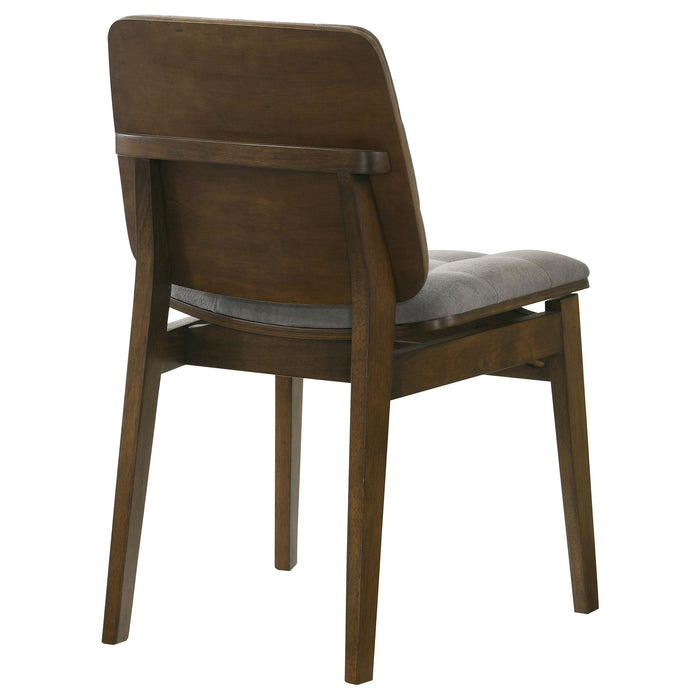 Redbridge Velvet Upholstered Side Chair Grey and Walnut (Set of 2)