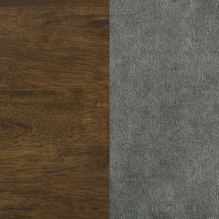 Redbridge Velvet Upholstered Side Chair Grey and Walnut (Set of 2)