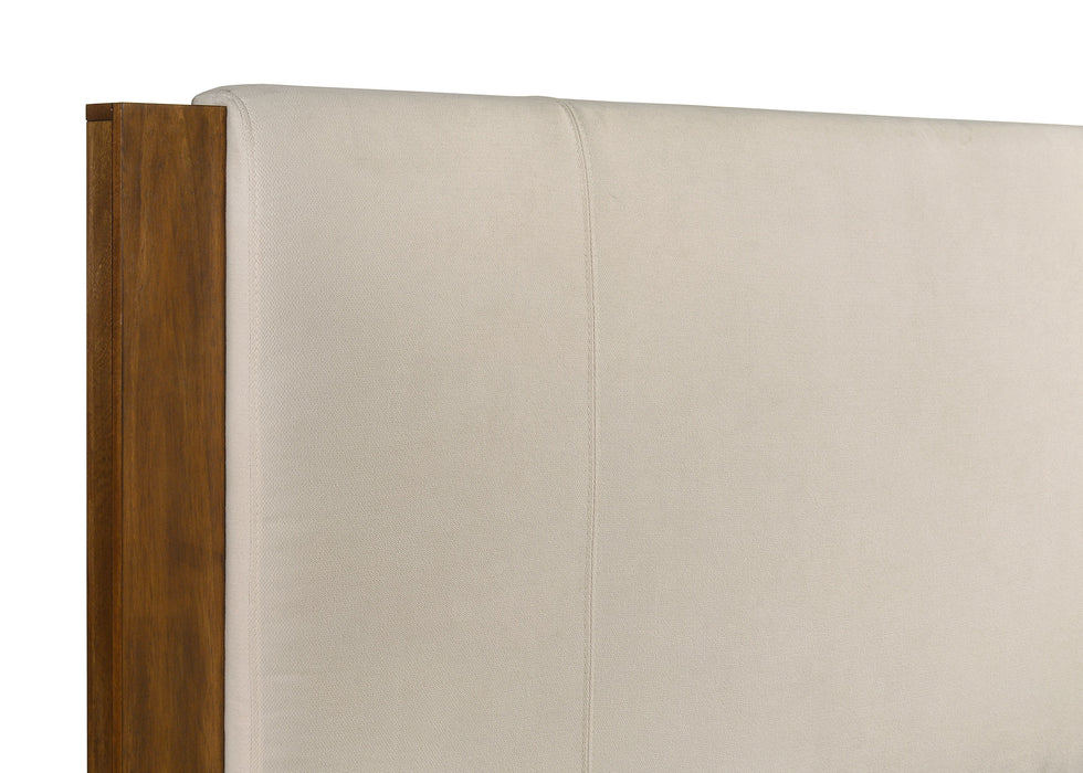 Adderley California King Wood Panel Bed Cream and Warm Brown