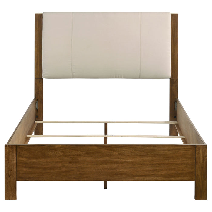 Adderley Queen Wood Panel Bed Cream and Warm Brown