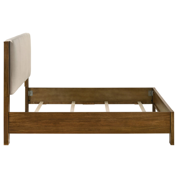 Adderley Queen Wood Panel Bed Cream and Warm Brown