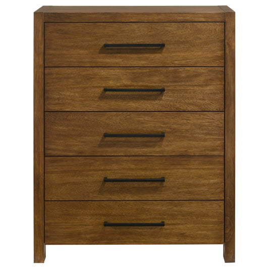 Adderley 5-drawer Bedroom Chest of Drawers Warm Brown
