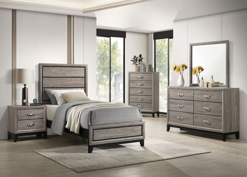 Valen Wood Twin Panel Bed Light Taupe