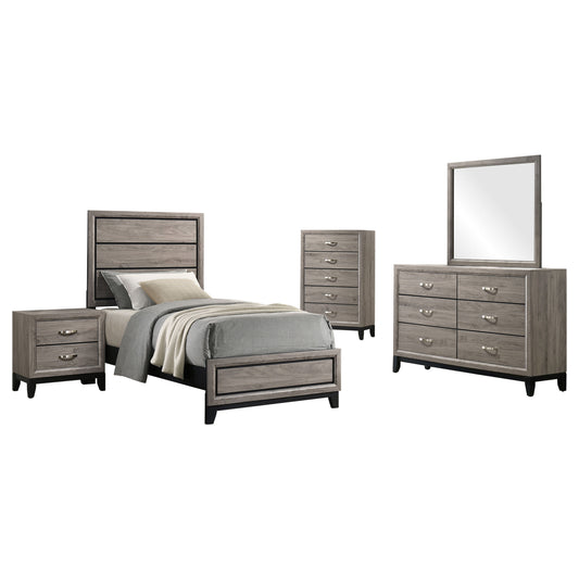 Watson Five-piece Twin Bedroom Set Light Taupe