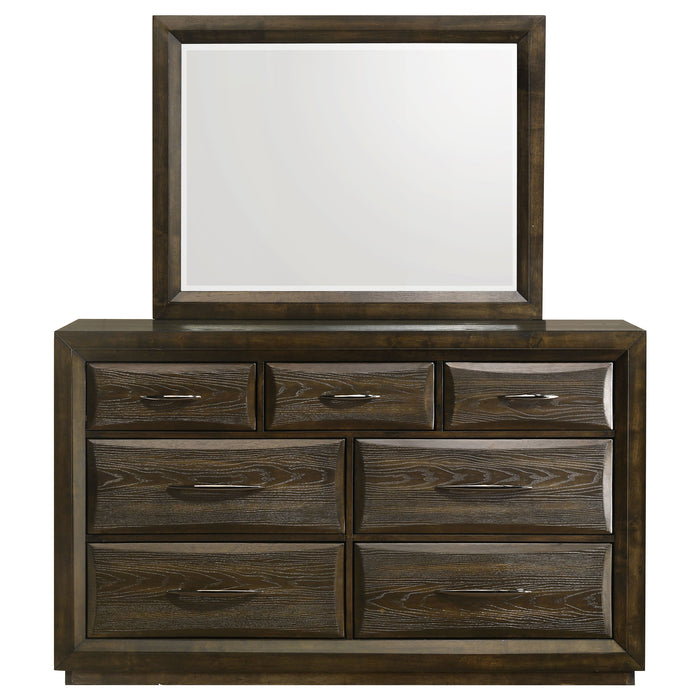Atlas 7-drawer Bedroom Dresser and Mirror Set Dark Oak