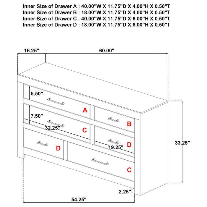 Hendricks 6-drawer Bedroom Dresser Storage Cabinet Light Oak