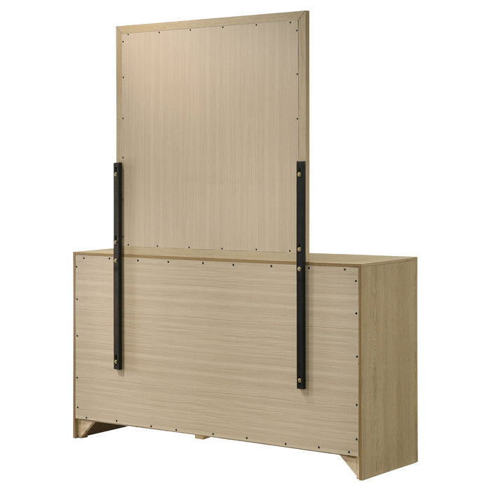 Hendricks 6-drawer Bedroom Dresser and Mirror Light Oak