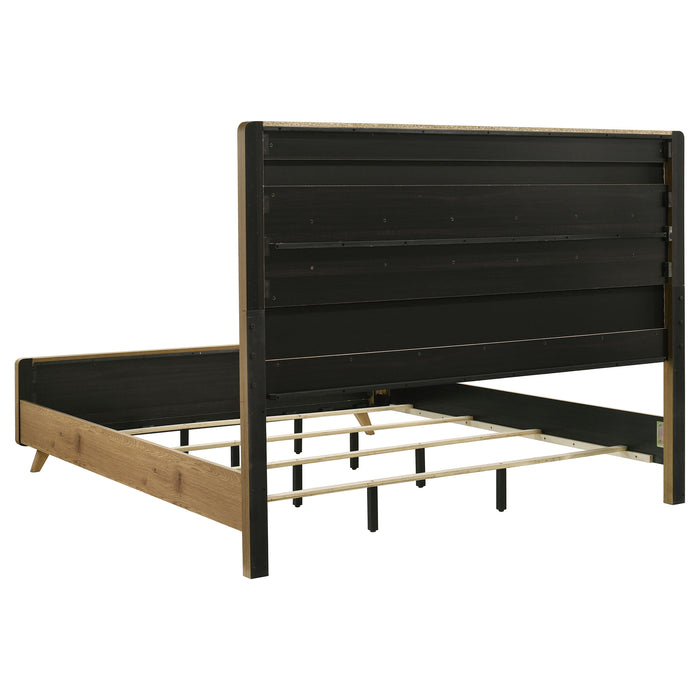 Bennett 62-inch Eastern King Upholstered Panel Bed Cream and Light Oak