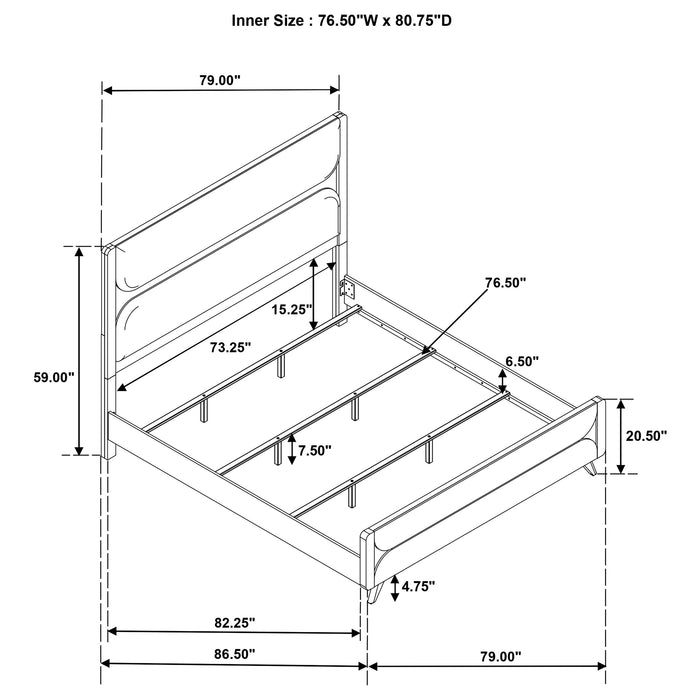 Bennett 62-inch Eastern King Upholstered Panel Bed Cream and Light Oak