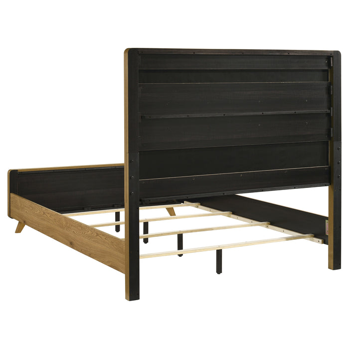 Bennett 62-inch Queen Upholstered Panel Bed Cream and Light Oak