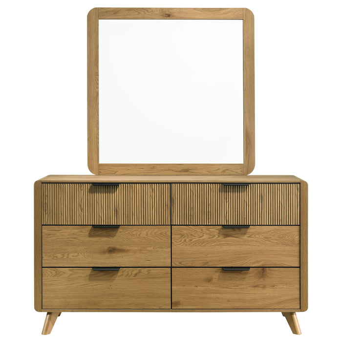 Bennett 6-drawer Bedroom Dresser and Mirror Set Light Oak